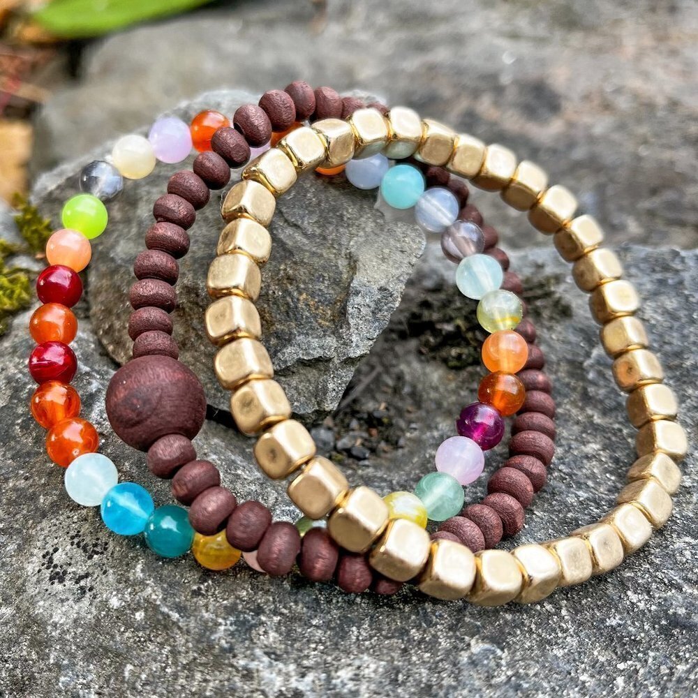 Boho Stack Stretch Beaded Bracelet Set